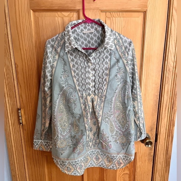 Soft Surroundings Paisley Print Women's Top 100% Cotton size PM Cottagecore Gift - Picture 4 of 10
